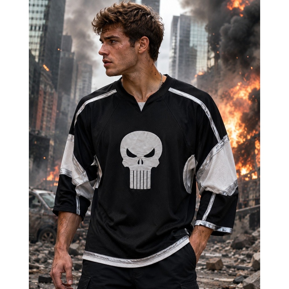 Athletic‎ Knit PUNISHER Hockey Jersey Medium -2212